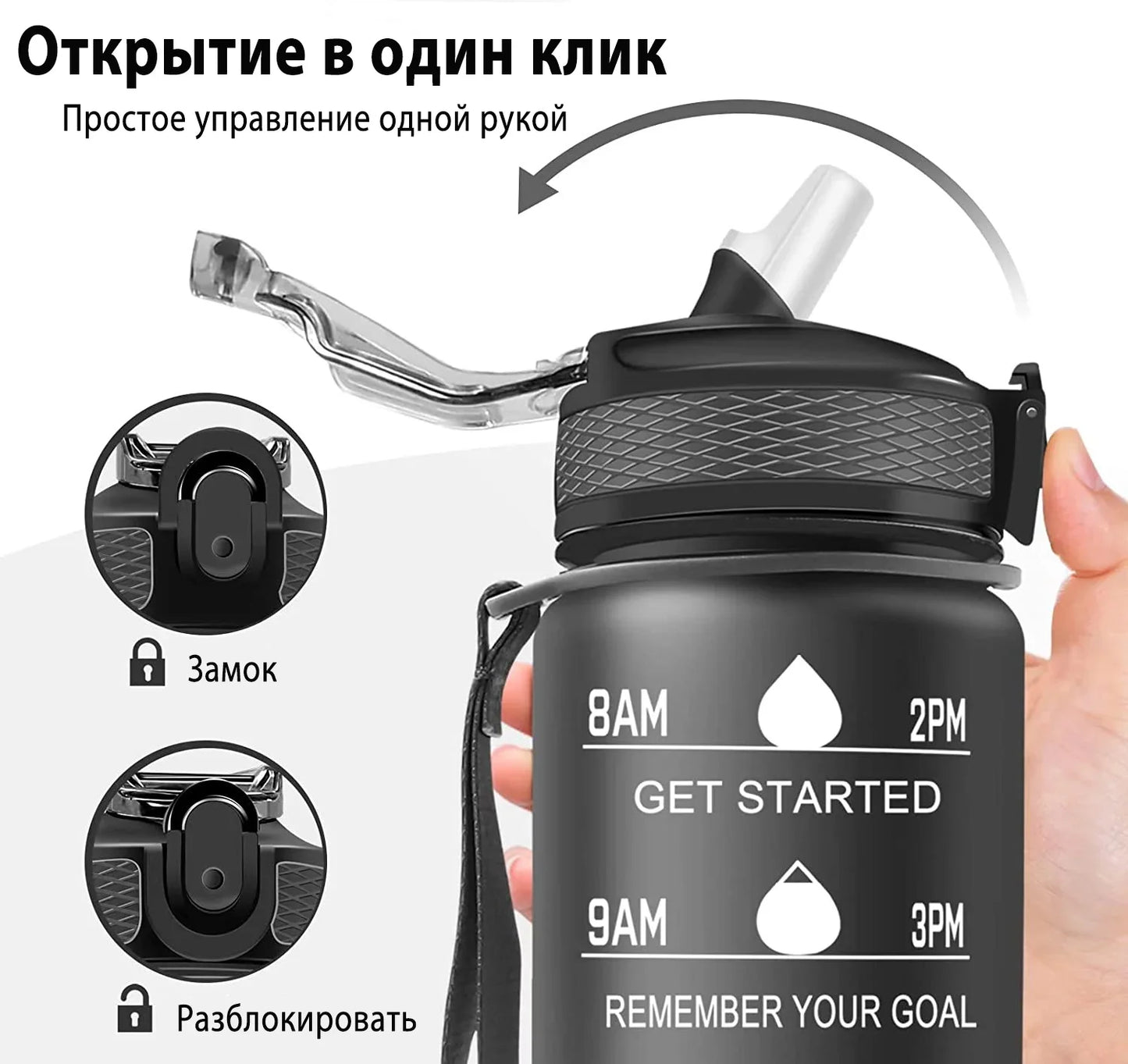 DrinkSmart 1L Motivational Water Bottle