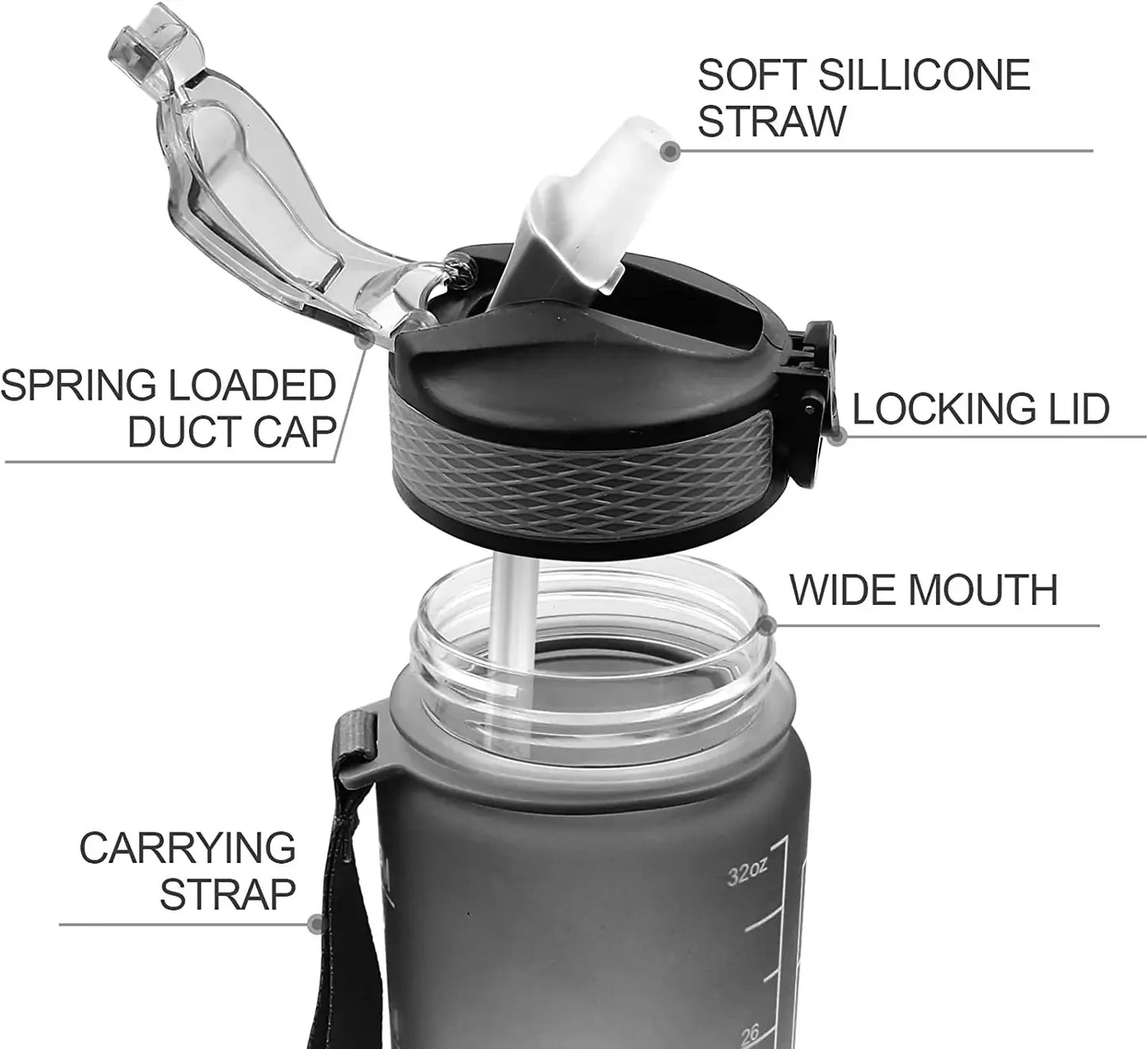 DrinkSmart 1L Motivational Water Bottle